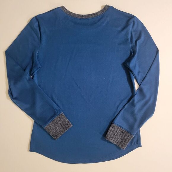 Cuddl Duds Women's Teal Long Sleeve Crewneck Pullover Top - Picture 10 of 11